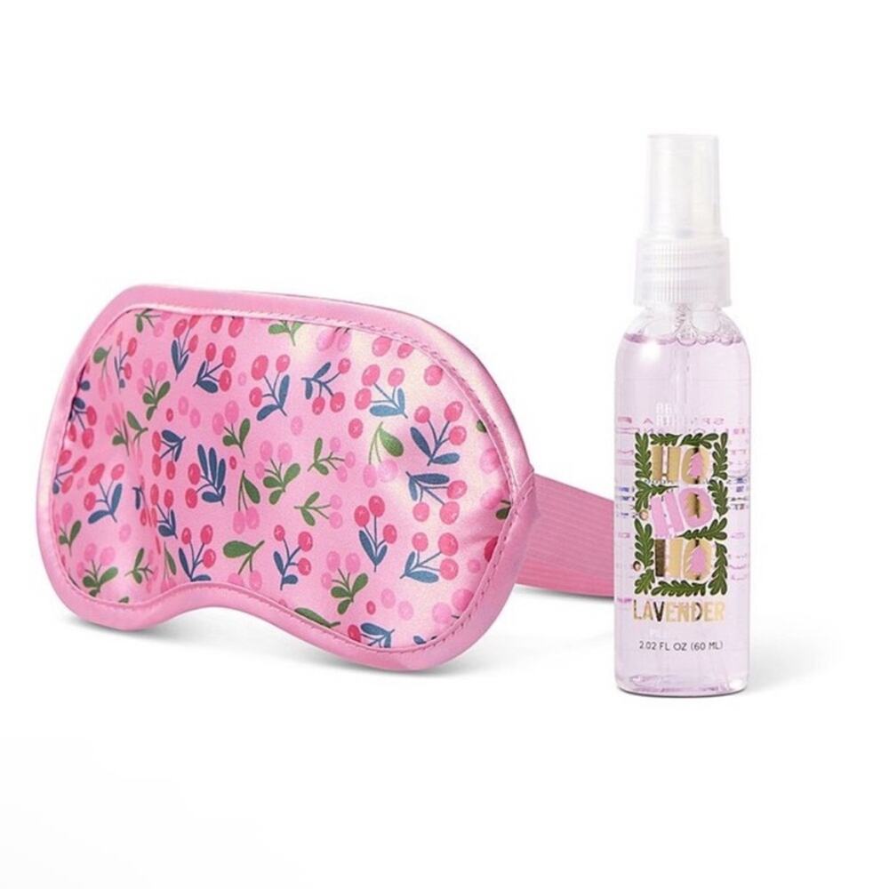 NWT celavi sugar holiday plum set of satin eye mask and lavender pillow spray